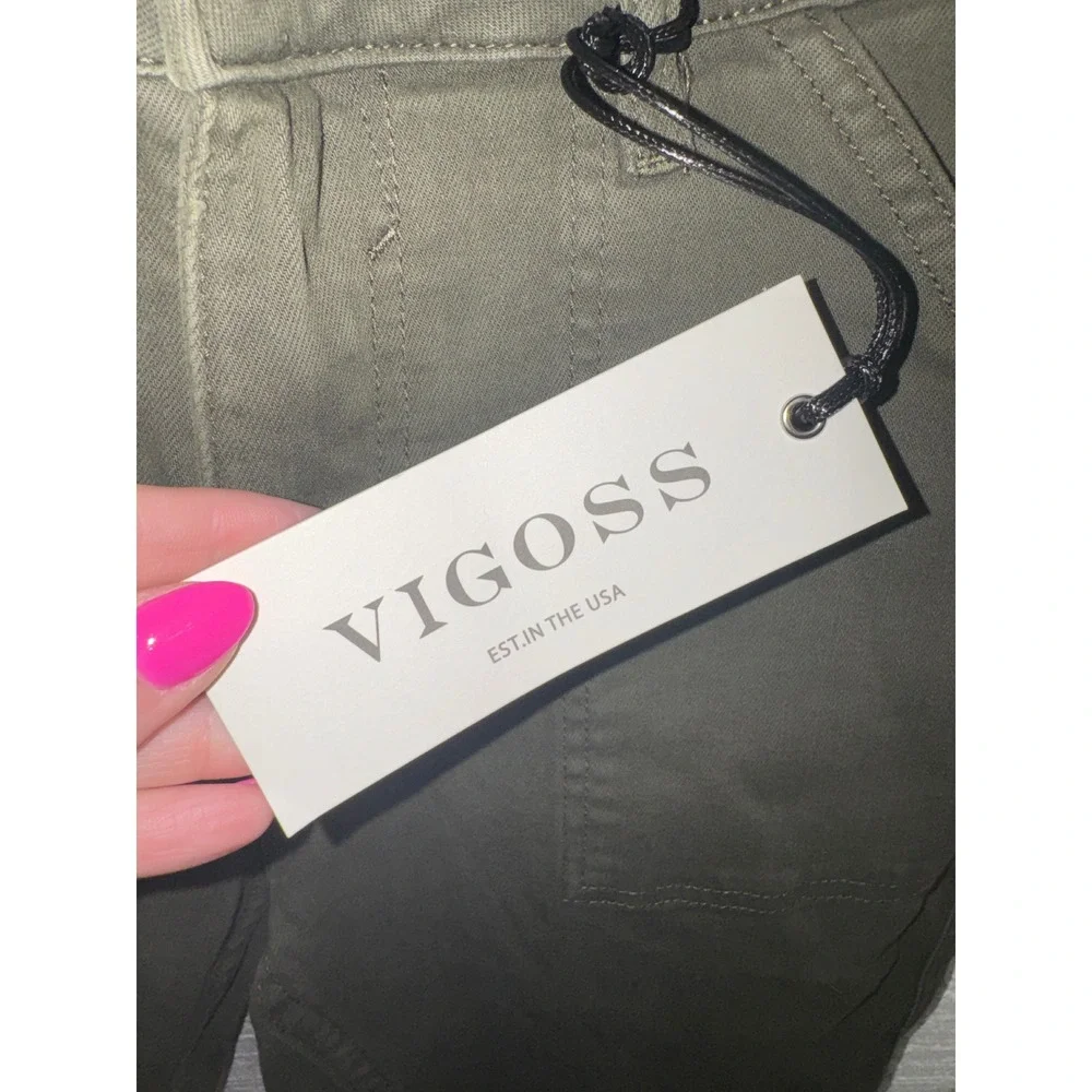 Vigoss Marley Mid Rise Skinny Pants Womens Olive Green Utility Cargo 30 NEW